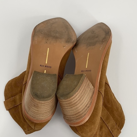 Dolce Vita Solow Western Cowboy boot shoe heel brown suede stitching ankle 8 - Picture 5 of 5